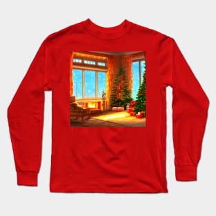 Christmas Housewarming Blessed Xmas Trees Lights Long Sleeve T-Shirt